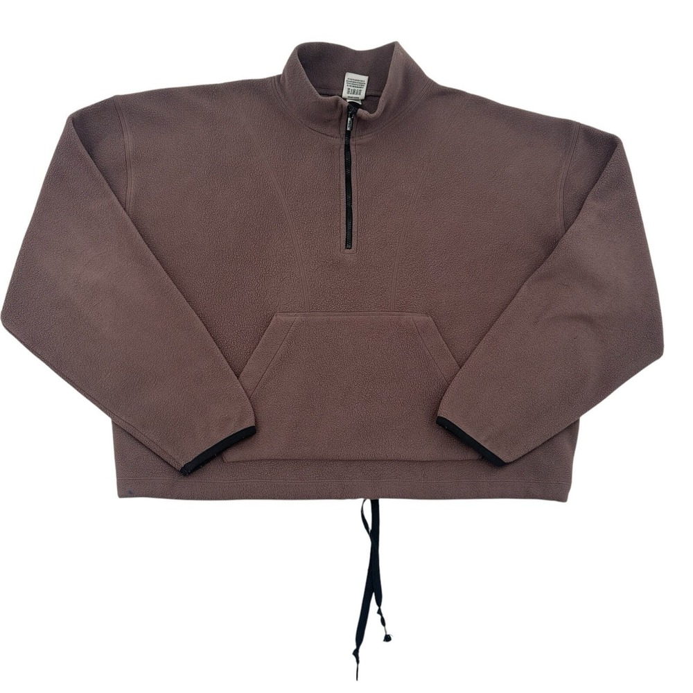 PINK Victoria's Secret Fleece Quarter Zip Pullover Sweater Brown Soft Women's L